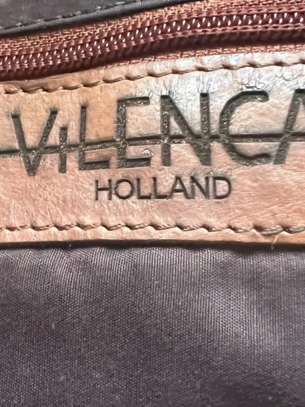 Vilenca Holland Cognac Brown Genuine Leather Woven Backpack